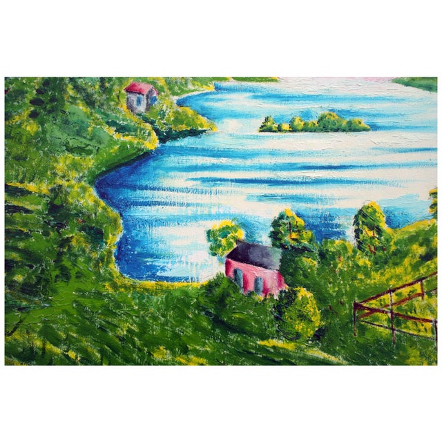 Sunrise on the Horizon, Idyllic 1930's Landscape, 20x24, Signed Rare Work by Eloisa Rodriguez Schwab For Sale - Image 4 of 5