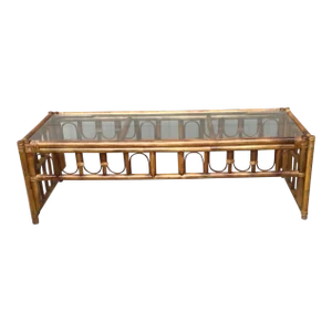 1980s Vintage Rattan Coffee Table