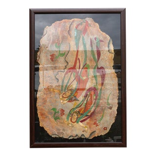 Framed Fresco Style Chinese Mural Fragment Art For Sale
