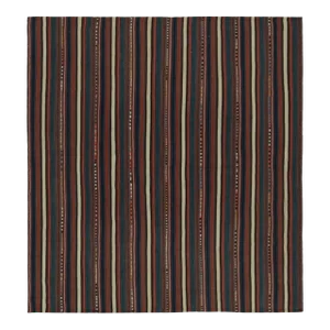 1950s Vintage Afghani Tribal Kilim Square Rug With Vertical Stripes