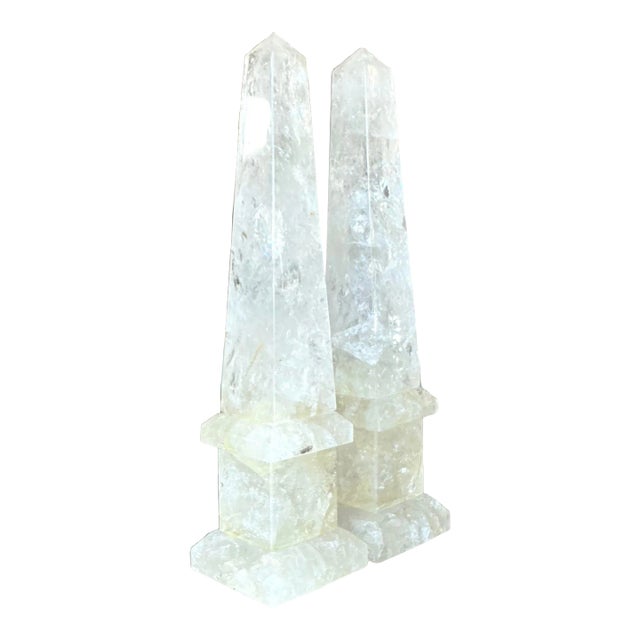 Vintage Boho Rock Crystal Obelisks - a Pair For Sale