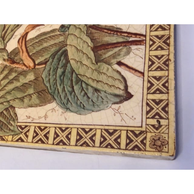 Mid 19th Century Pair of Antique English Botanical Tiles For Sale - Image 5 of 14