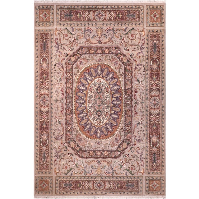 Art Nouveau 1990's Pak-Persian Gray/Brown Wool Rug - 9'3'' X 12'6'' For Sale - Image 9 of 9