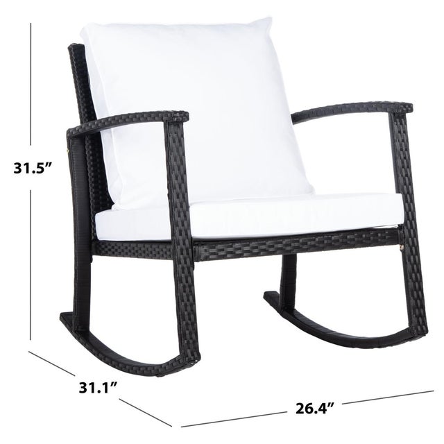Spritely Home Daire Rocking Chair, Black/White Cushion For Sale - Image 4 of 11