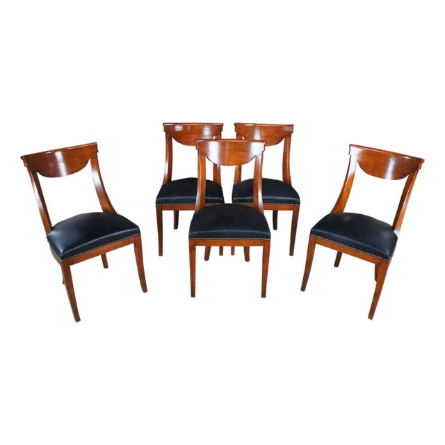 Late 20th Century Italian Fiorini Biedermeier Style Solid Cherry Klismos Side Dining Chairs- Set of 5 For Sale