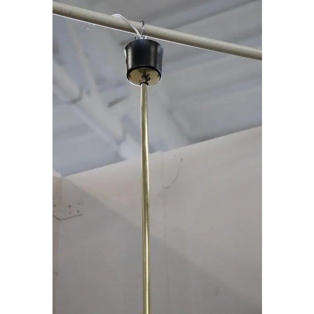 Mid-Century Italian Glass Bowls, Wood, Brass and Black Lacquered Metal Chandelier, 1950s For Sale - Image 6 of 12