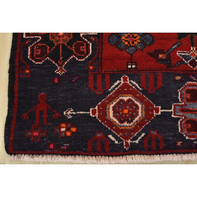 Hamedan Runner 3’6” X 9’8” Red Wool Vintage Tribal Hand-Knotted Oriental Rug For Sale - Image 11 of 14