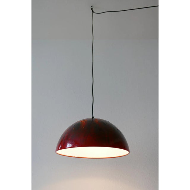 Large Mid-Century Modern Enameled Dome Pendant Lamp, 1960s For Sale - Image 13 of 17