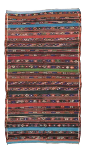 Embroidered Vintage Kilim Rug