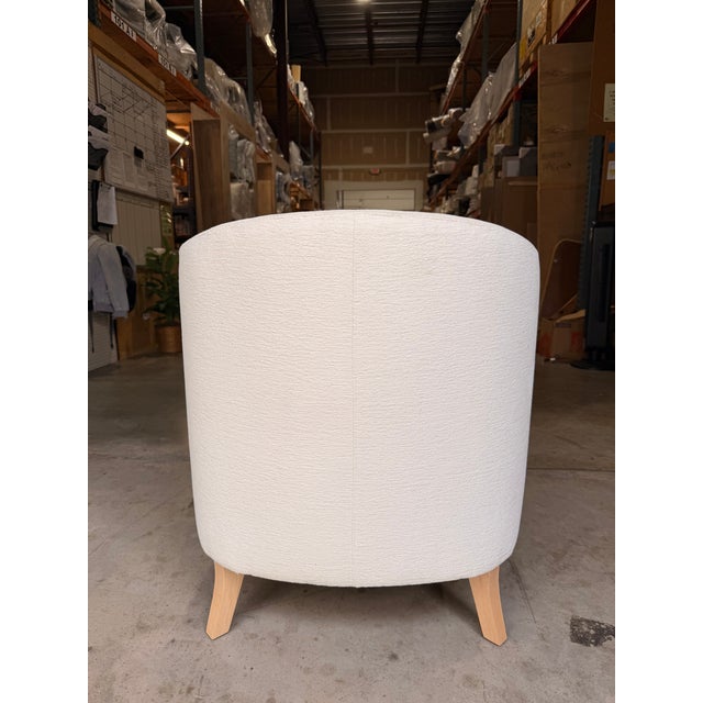 Transitional Norwalk Ivory Lounge Chair With Light Oak Legs For Sale - Image 3 of 5
