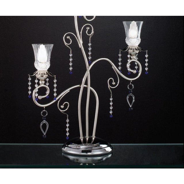 Fenice Crystal Table Lamp in Polished Chrome and Glass by Aggiolight For Sale - Image 4 of 8