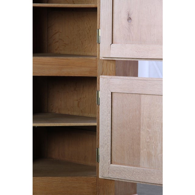 Mid-Century Modern Brutalist Light Oak Corner Cabinet in the style of Kjærnulf, 1960s For Sale - Image 16 of 17