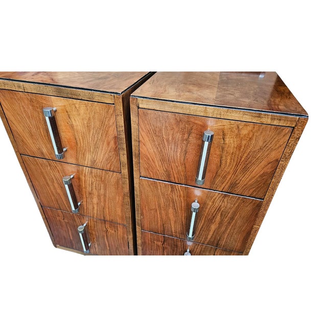 Art Deco Bedside Cabinets in Walnut, 1930s, Set of 2 For Sale - Image 6 of 8