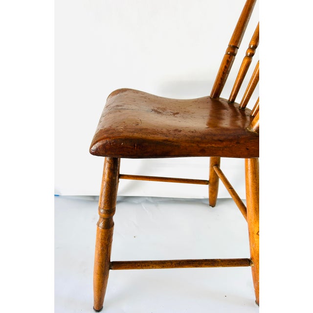 1930s Antique Country Plank Chair, Spindle-Back C. 1930s U S A. For Sale - Image 5 of 8