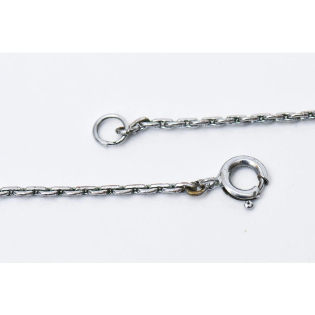 Metal Vintage Art Deco Marcasite and Green Stone Necklace With Pendant For Sale - Image 7 of 7