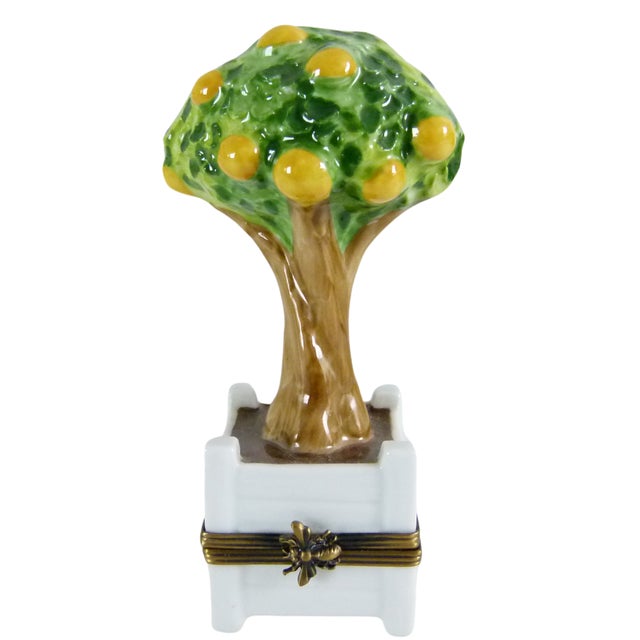 Limoges Peint Main Orange Tree in Planter Trinket Box by Chamart Exclusif This beautifully detailed Limoges Peint Main...