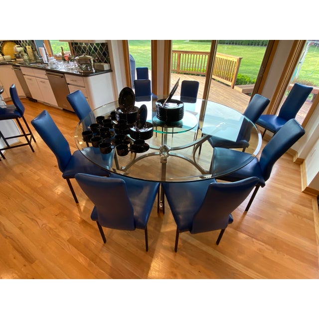 Blue Custom Vibrant Cobalt Blue Marine-Grade Upholstered Modern High-Back Dining Chair For Sale - Image 8 of 10
