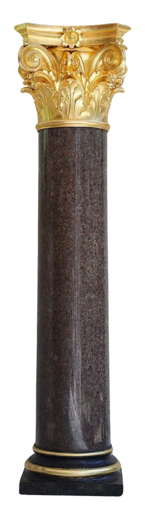 Large Neoclassical Red Granite and Gilt Bronze Column, 1950s