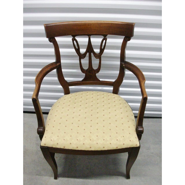 Chocolate Late 20th Century Federal Rway Northern Furniture Arm Chippendale Style Dining Chair For Sale - Image 8 of 8