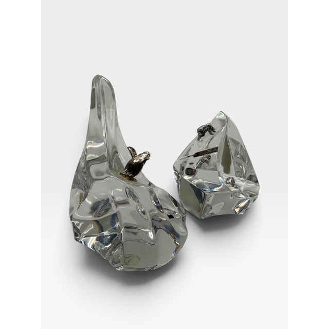 Late 20th Century Vintage 1987 James Carpenter for Franklin Mint "Crystal Caper" Iceberg Sculptures - Set of 2 For Sale - Image 5 of 7