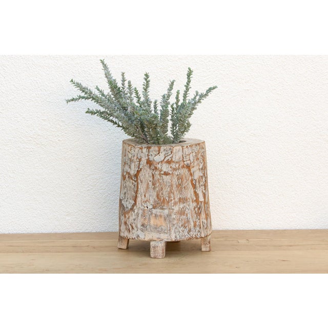 Vintage Hand-Hewn Whitewashed Mortar Planter For Sale - Image 10 of 10