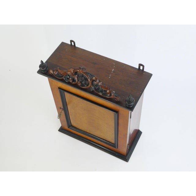 Brown Vintage Wall Cabinet with Carved Ornaments and Display with Shelves For Sale - Image 8 of 10