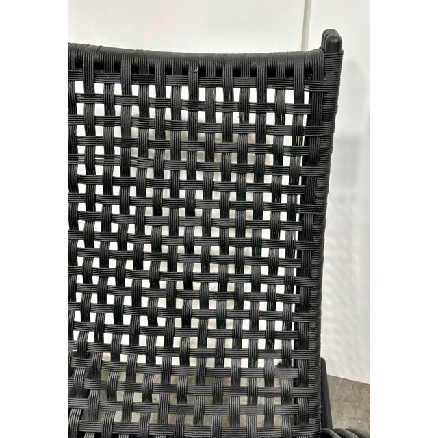 2020s Baker Modern Nero Finish Rattan and Woven Rawhide Rollick Rollick Rocking Chair For Sale - Image 5 of 8