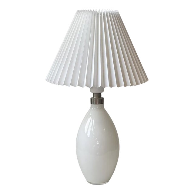 Cocoon Table Lamp in White Glass by Peter Svarrer from Holmegaard For Sale