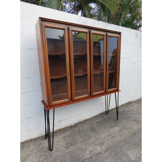 Mid Century Modern Display China Cabinet With Hairpin Legs 6240 For Sale - Image 14 of 14