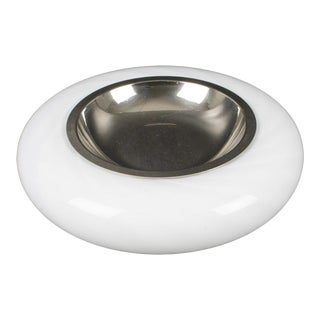 Italian Tommaso Barbi White Murano Glass Ashtray Desk Tidy Catchall, 1970s For Sale