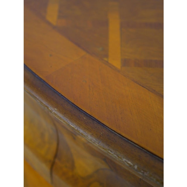 Wood Italian Marquetry Inlaid Bombe Commode Chest For Sale - Image 7 of 18
