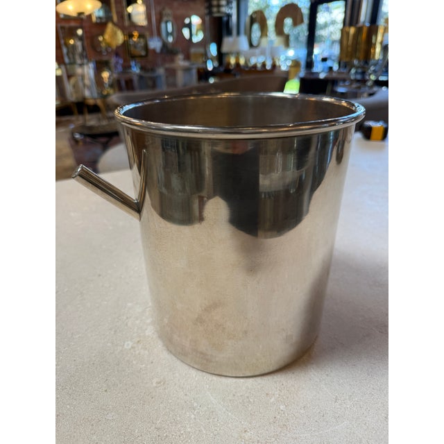 1970s Stainless Steel Ice Bucket With Side Handles For Sale - Image 4 of 8
