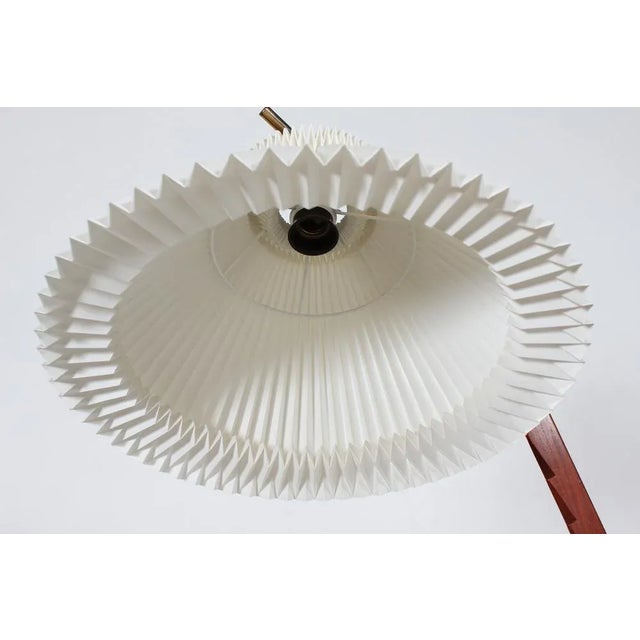 Danish Adjustable Floor Lamp in Teak, Brass and Iron with Le Klint Shade by Svend Aage Holm Sørensen, 1950s For Sale - Image 6 of 11