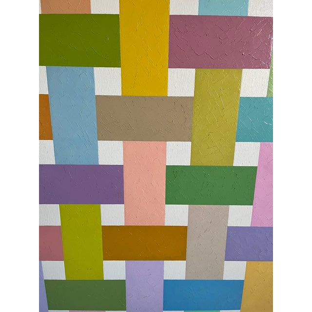 Textile "Basket II" Abstract Geometric Oil Painting on Canvas by Richard Butz For Sale - Image 7 of 12