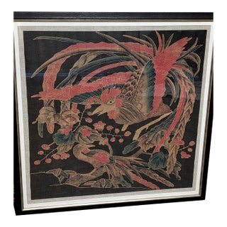 Authentic Hand-Painted 19th-Century Japanese Textile For Sale