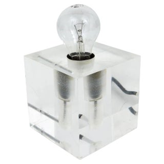 Mid-Century Acrylic Glass Cubic Table Lamp, Italy, 1970s For Sale