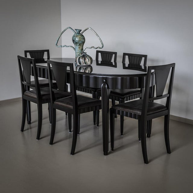 Art Deco Dining Room Set, Italy, 1930s, Set of 8 For Sale - Image 3 of 10