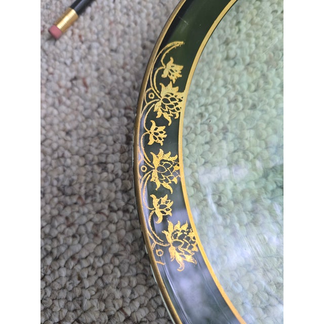 This Liberty Works green depression glass center handle server with a black and gold border belonged to my grandmother as...