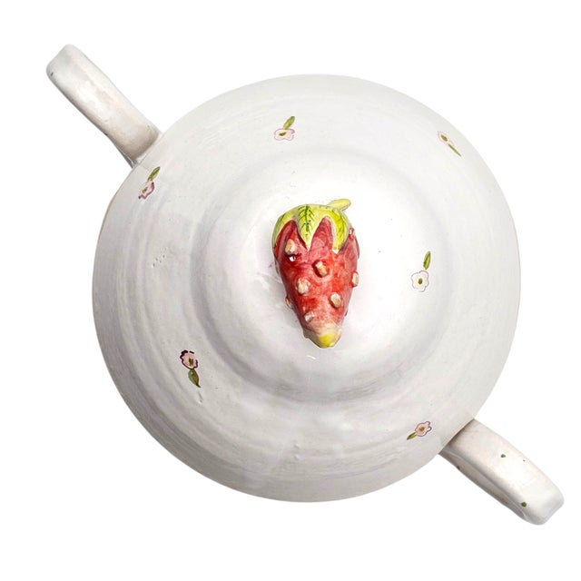 Vintage Studio Art Pottery Covered Comport With Cottage Berry and Strawberry Finial For Sale - Image 15 of 17