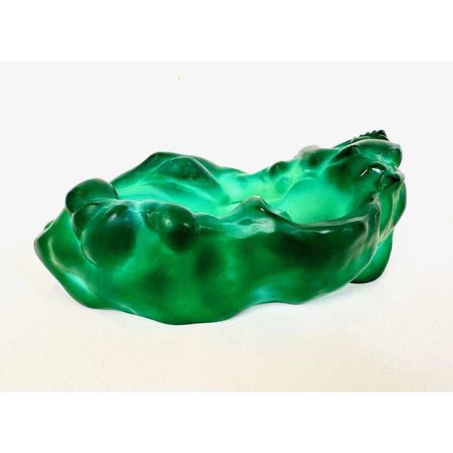 Art Nouveau Style Malachite Glass Bowl by Carlo Conte for František Halamas Železný Brod Workshops, 1940s For Sale - Image 4 of 11
