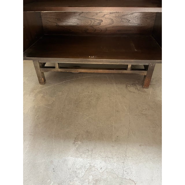 Chinoiserie Vintage Stunning Cabinet by Kalpe of California in Dark Espresso Brown With Beautiful Solid Brass Asia Accents For Sale - Image 3 of 12