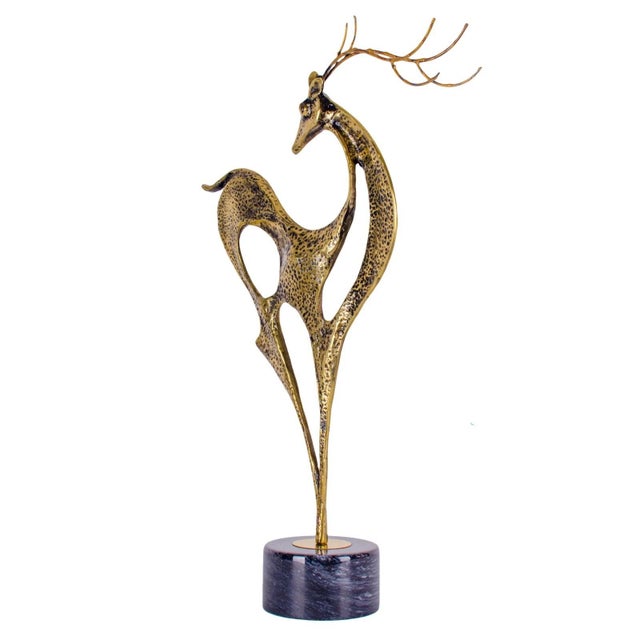 Mid-Century Modern 1988 Curtis Jere Brass Deer Sculpture For Sale - Image 3 of 6