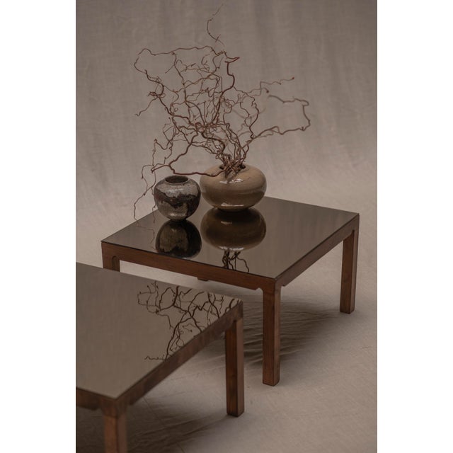 Mid-Century Modern Side Tables with Smoked Mirror Tops, 1970s, Set of 2 For Sale - Image 3 of 17