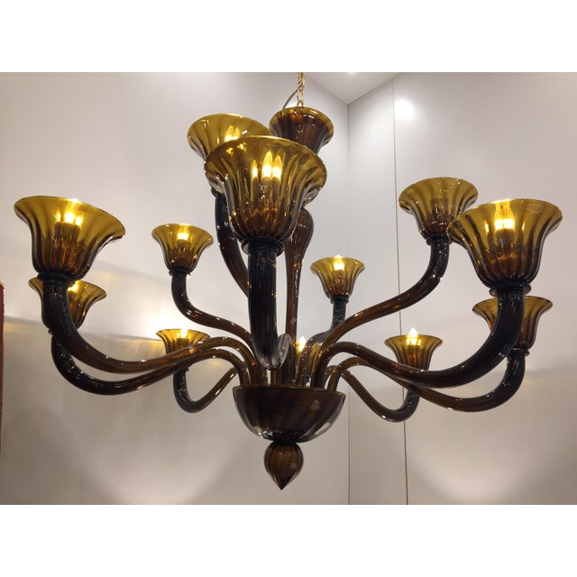 Brown Tobacco Chandelier in Murano Glass from Simoeng For Sale - Image 8 of 14