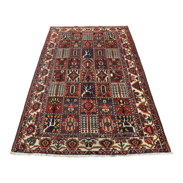 Bakhtiari Rug 7′ X 10’4” Multicolor Wool Vintage Hand-Knotted Carpet For Sale