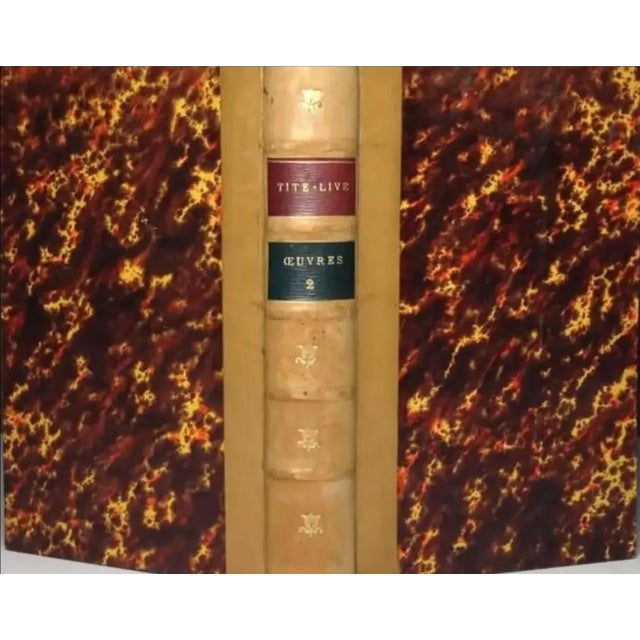 For your consideration. . . A magnificent set of antique leather books, Circa 1818, written in the French language. The...