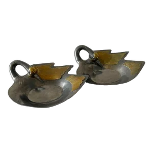 1980's Dolbi Cashier Style Swan Brass Dish Set- a Pair