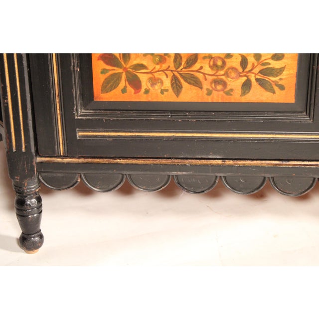 Aesthetic Movement Black Lacquer and Painted Cabinet For Sale - Image 11 of 15