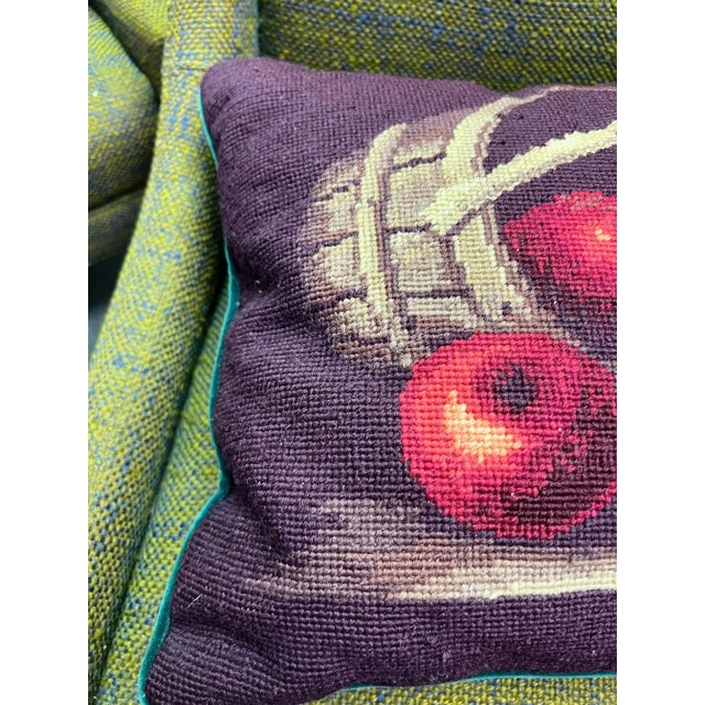 Vintage Apples Needlepoint Pillow, Signed For Sale - Image 4 of 5