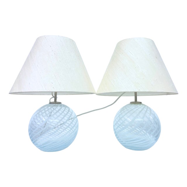 Danish Model TJ Ball Table Lamps by Torben Jørgensen for Holmegaard, 1970s, Set of 2 For Sale